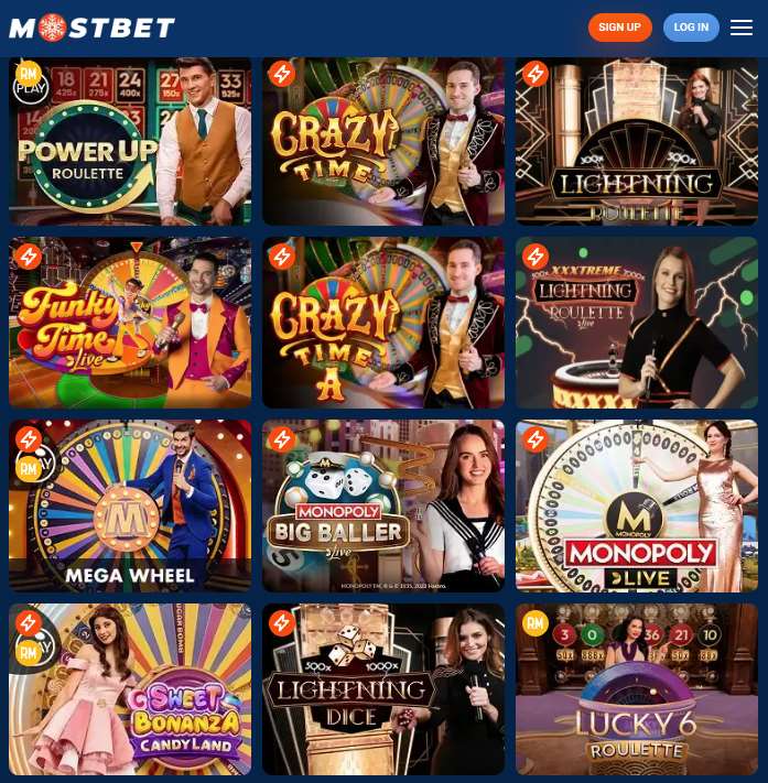 TV show and game options at Mostbet Bangladesh